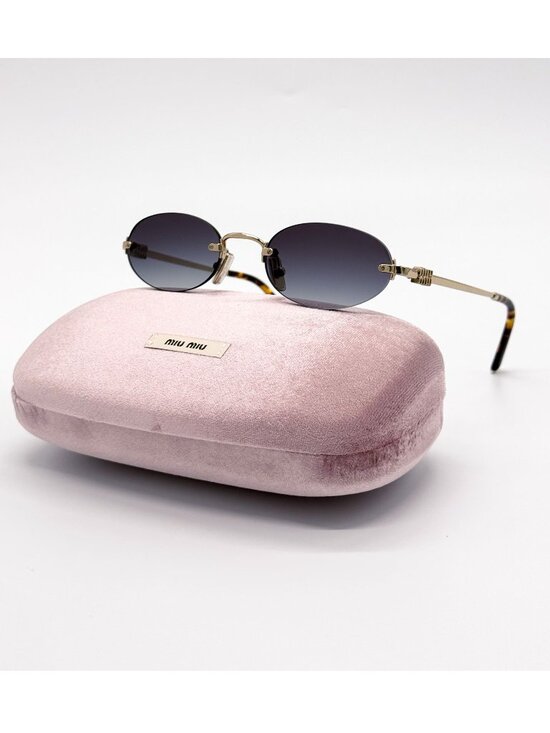 New Miu Miu MU A54S Sunglasses Oval Gray Gold MUA54S ZVN5D1 main image 8